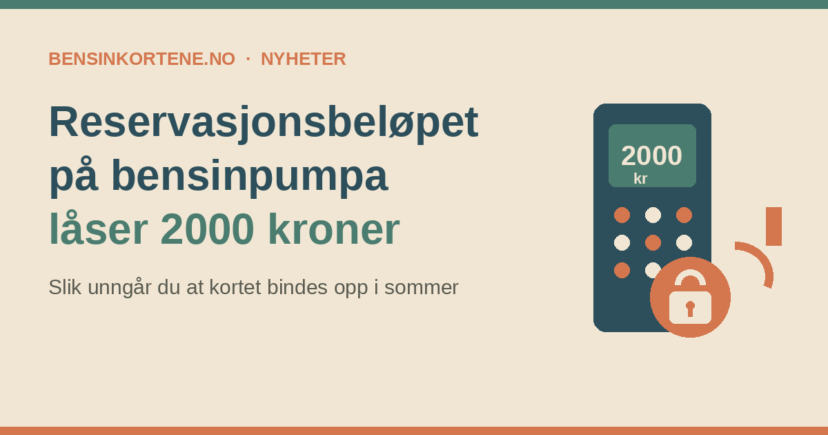 Bensinpumpe og kort som illustrerer reservasjonsbeløpet som låses ved tanking
